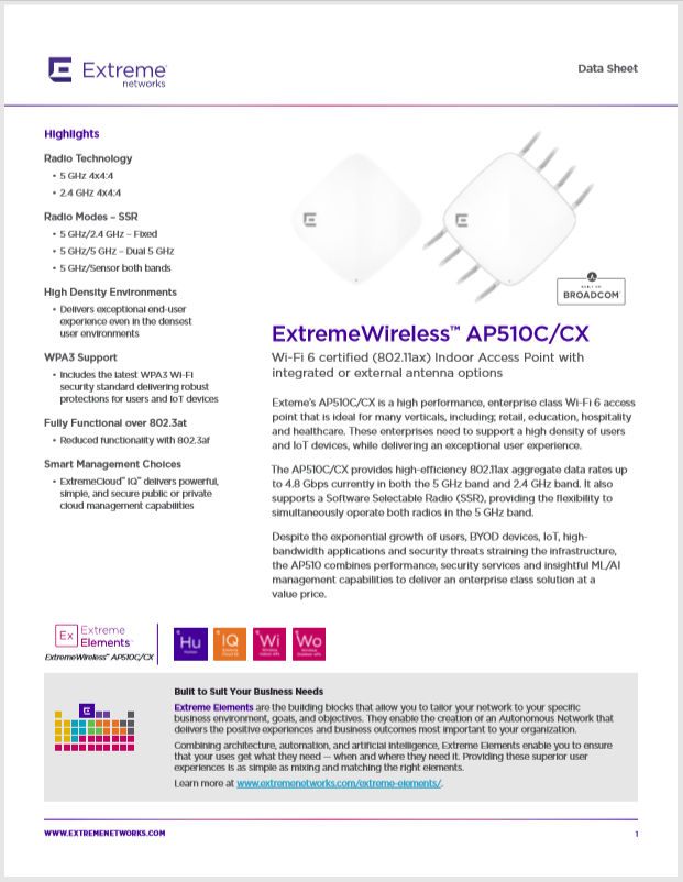 Extreme Networks AP510c Access Point Product Brochure