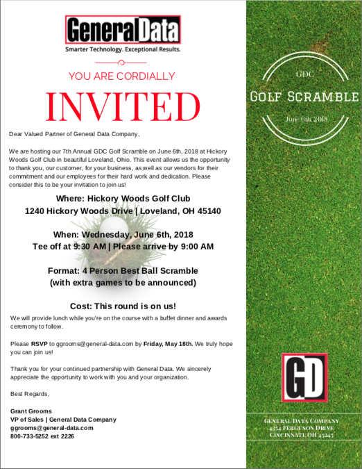 GDC Golf Scramble 2018 Invitation