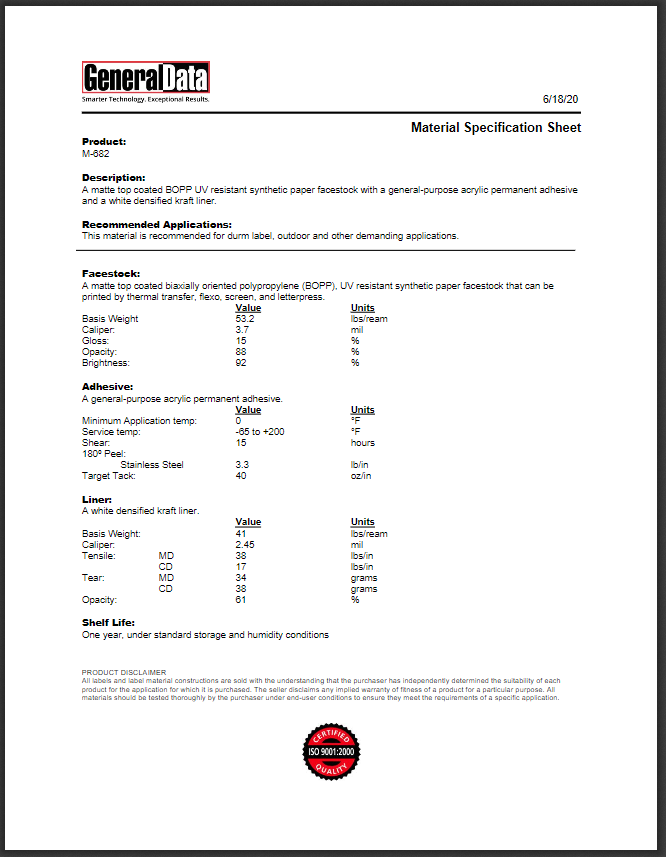 M-682 Material Specification Sheet